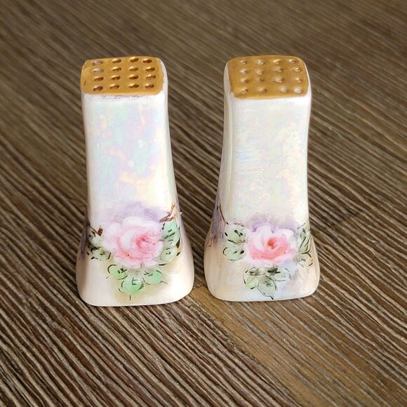 Other - Antique Bavaria Hand Painted Porcelain Salt Pepper Shaker Floral Roses Victorian